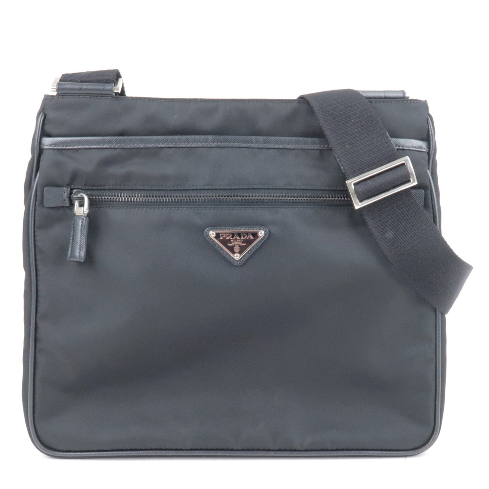 Prada Prada Logo Nylon Leather Shoulder Bag Purse Nero Black 35477 17