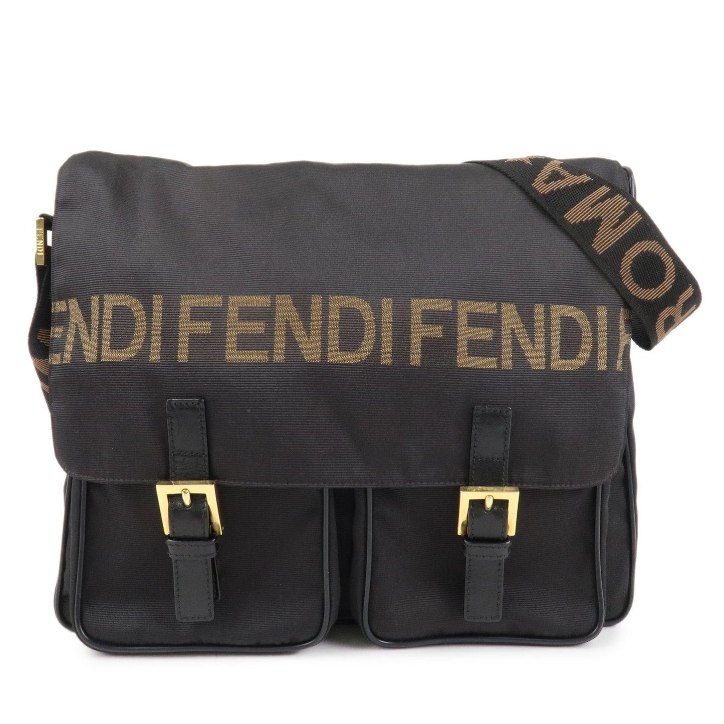 Fendi Shoulder Bag Hand Bag d Leather Canvas Nylon