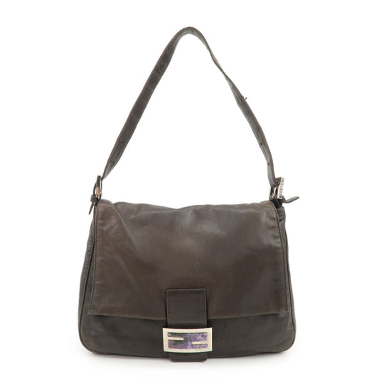 Fendi Shoulder Bag Mamma Baguette Dark d Leather Brown