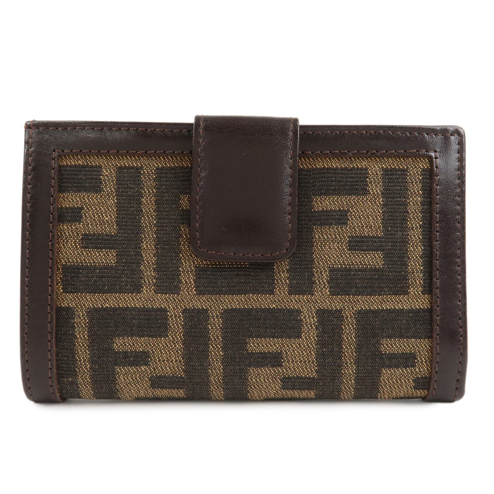 Fendi Zucca Bifold Wallet d Leather Canvas Black Handbag