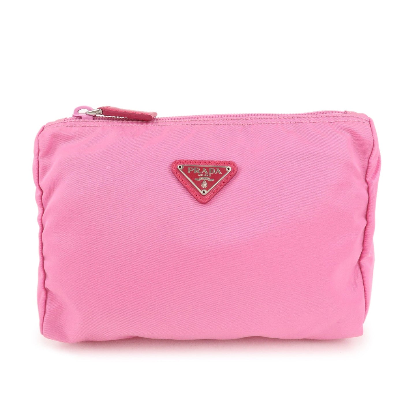 Prada Pouch Begonia d Leather Nylon Saffiano Handbag