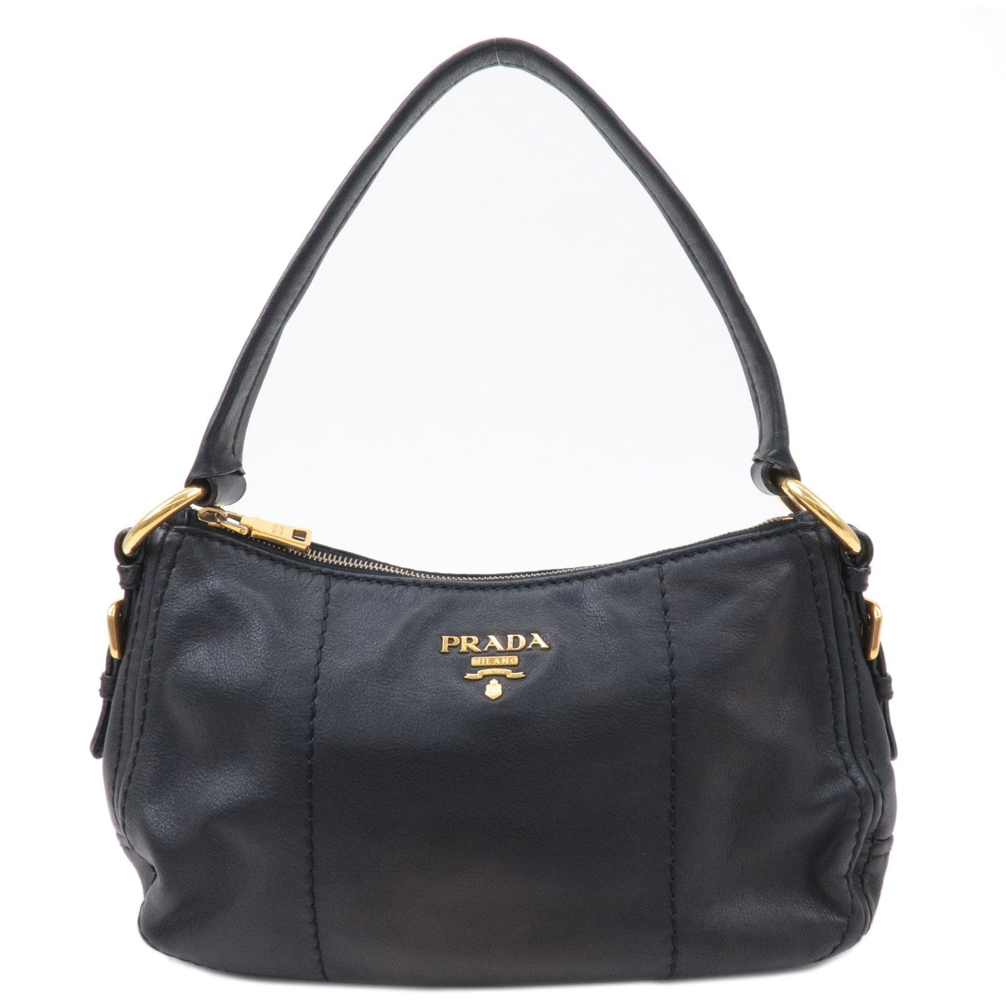 Prada Prada Soft Calf Leather Shoulder Bag Black Br4690