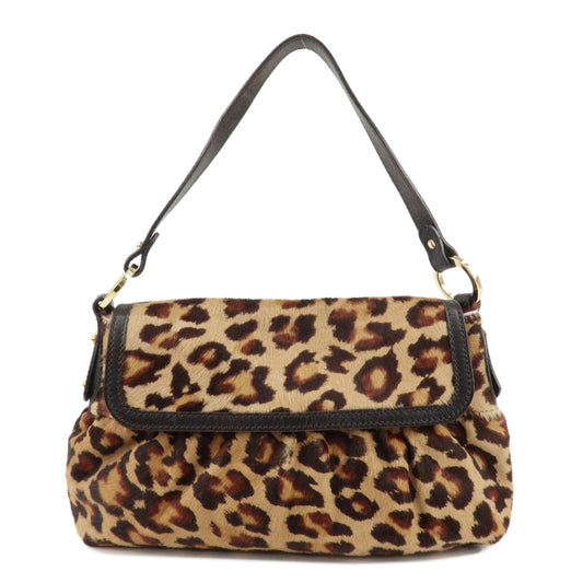Fendi Shoulder Bag Unborn Calf d Leather Calf Leather Brown Beige Brown D