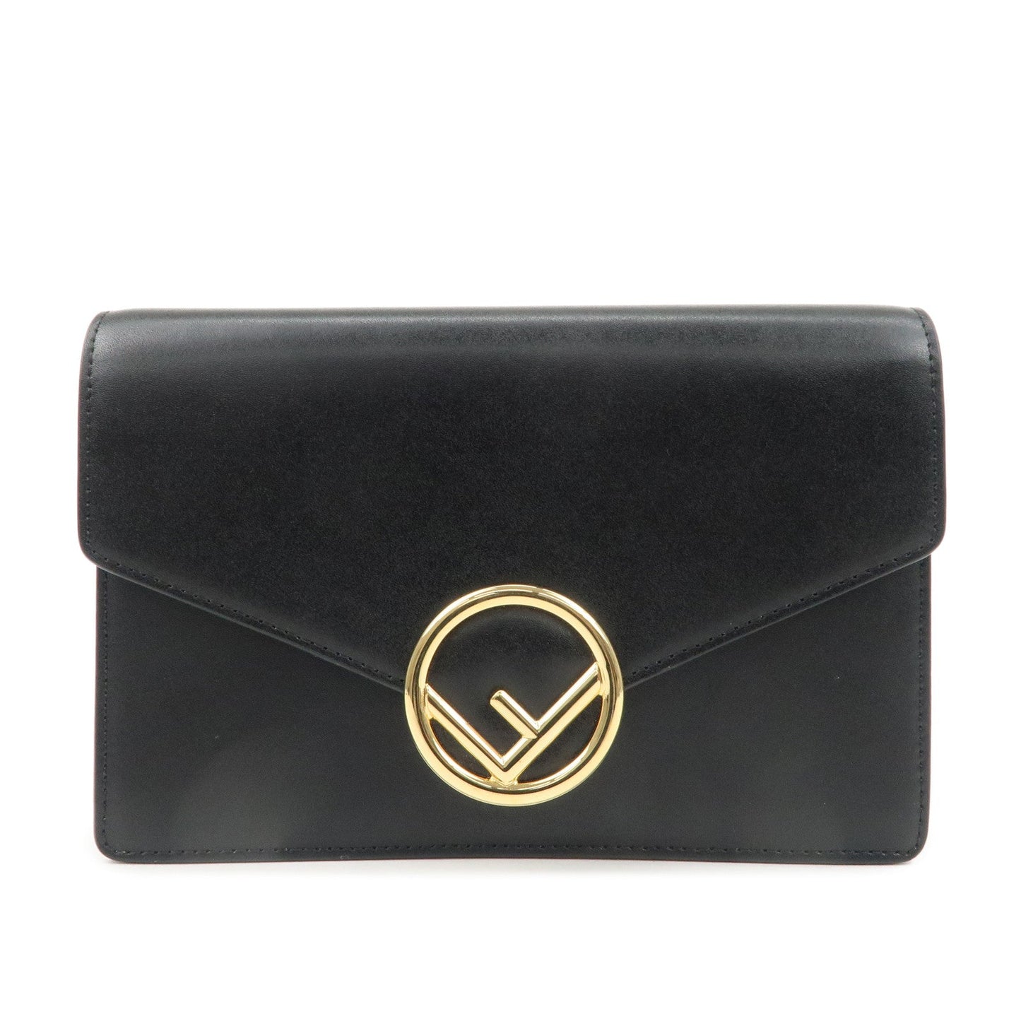 Fendi Clutch Bag F is Wallet d Leather Black Chain
