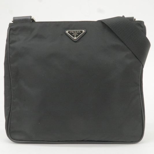 Prada Prada Logo Nylon Leather Shoulder Bag Purse Black