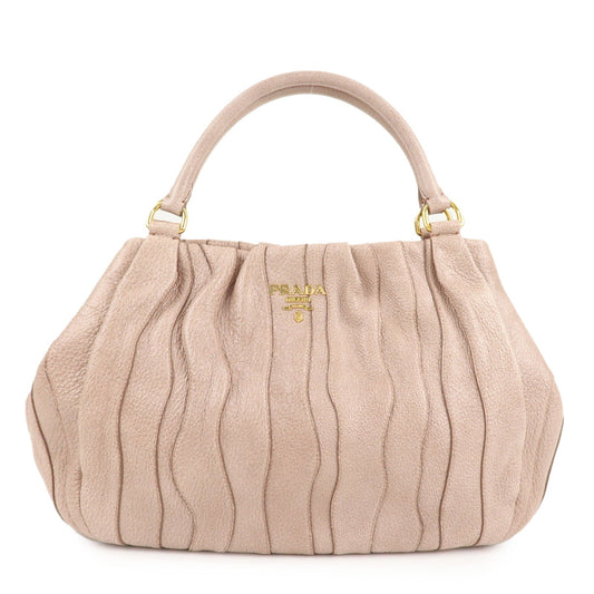 Prada Hand Bag Glitter Hardware d Leather Pink Gold Handbag