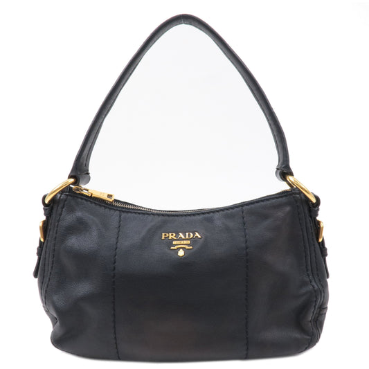 Prada Prada Soft Calf Leather Shoulder Bag Black Br4690