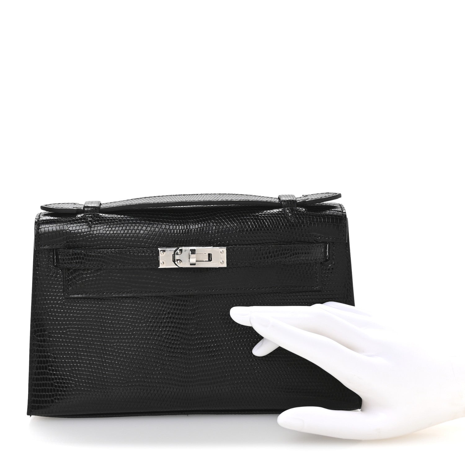 Hermes Lizard Kelly Pochette Clutch Black Clutch Bag Clutch Black 1760762