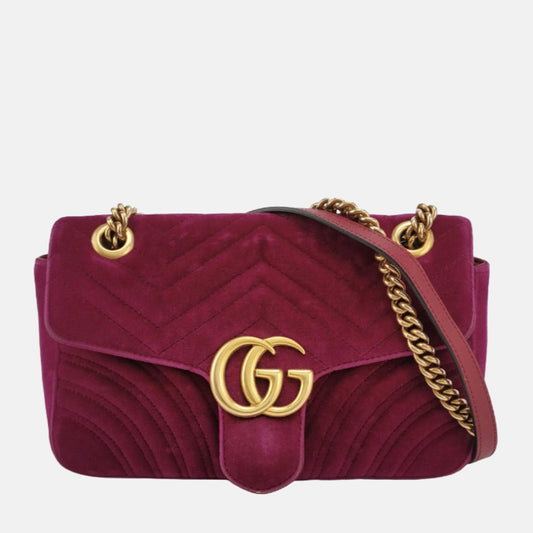 Gucci Marmont Velvet Pink Mini Flap Travel Bag Velvet Handbag