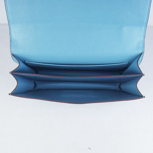 Hermes Luxury Calf Message Bag H Light Golden Leather Blue Travel Bag