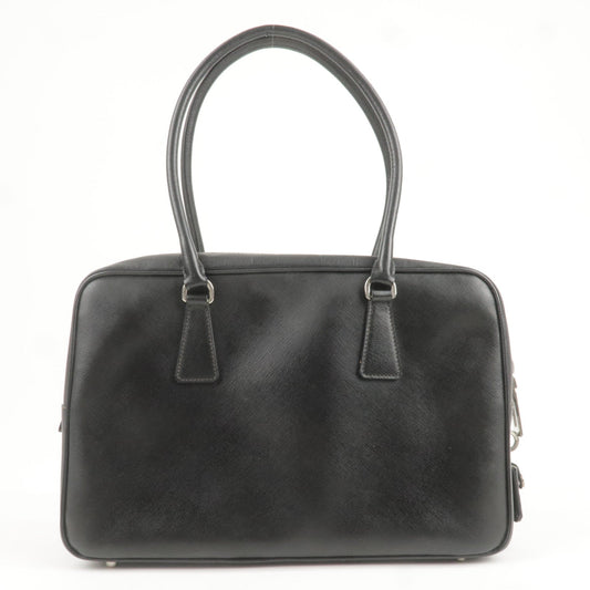 Prada Prada Logo Saffiano Lux Leather Hand Bag Black Travel Bag