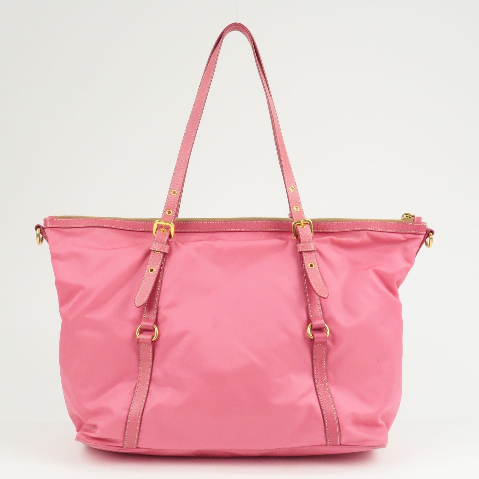 Prada Prada Logo Nylon Leather 2Way Bag Tote Bag Pink 36194 1
