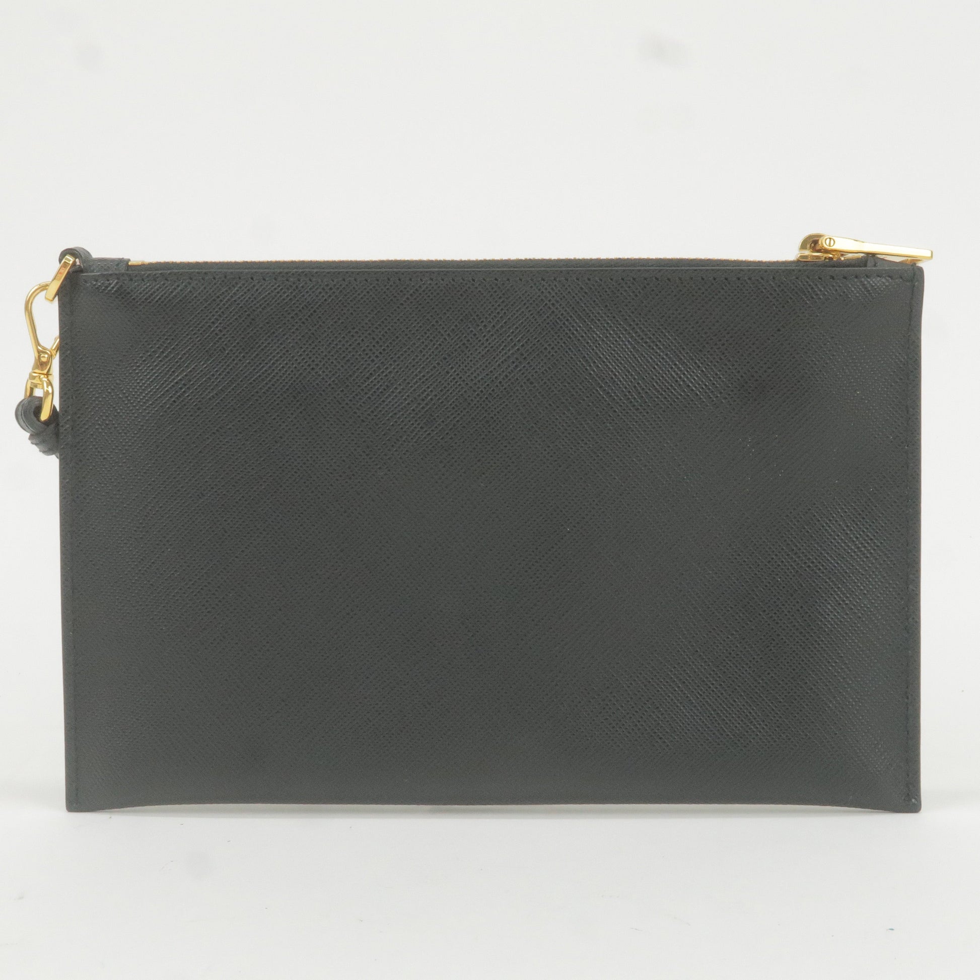 Prada Prada Logo Leather Ribbon Pouch Cosmetics Bag Nero Travel Bag