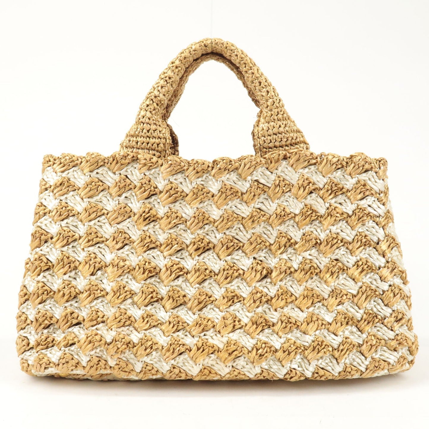 Prada Prada Raffia Crochet Canapa Tote Bag Beige Bn2303