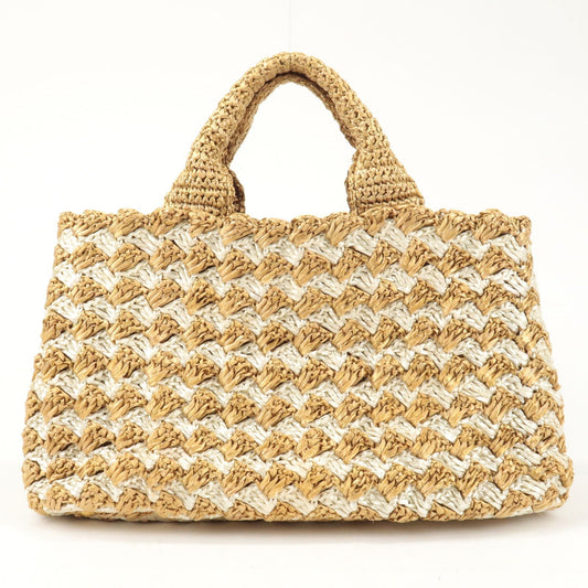 Prada Prada Raffia Crochet Canapa Tote Bag Beige Bn2303