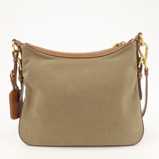 Prada Prada Logo Jacquard Leather Shoulder Bag Beige Brown Bt0706 36947 4