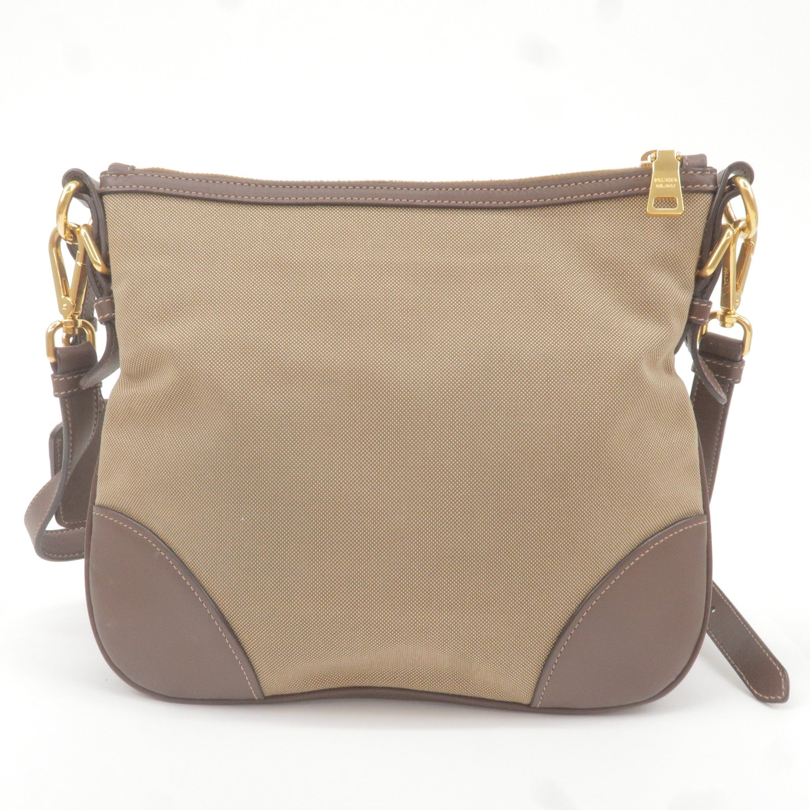 Prada Prada Logo Jacquard Leather Shoulder Bag Beige Brown Bt867A 36592 9