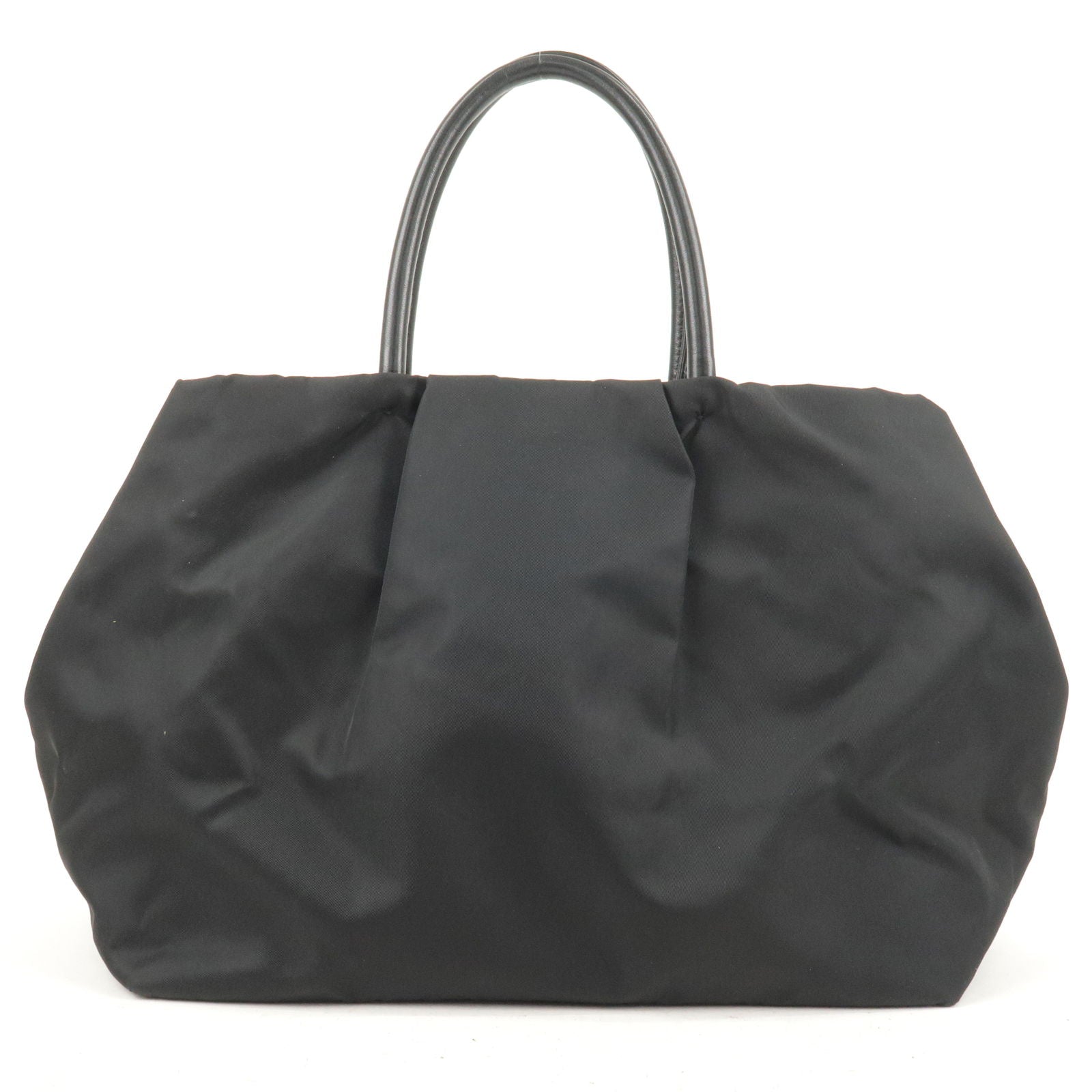 Prada Prada Nylon Leather Ribbon Tote Bag Nero Black