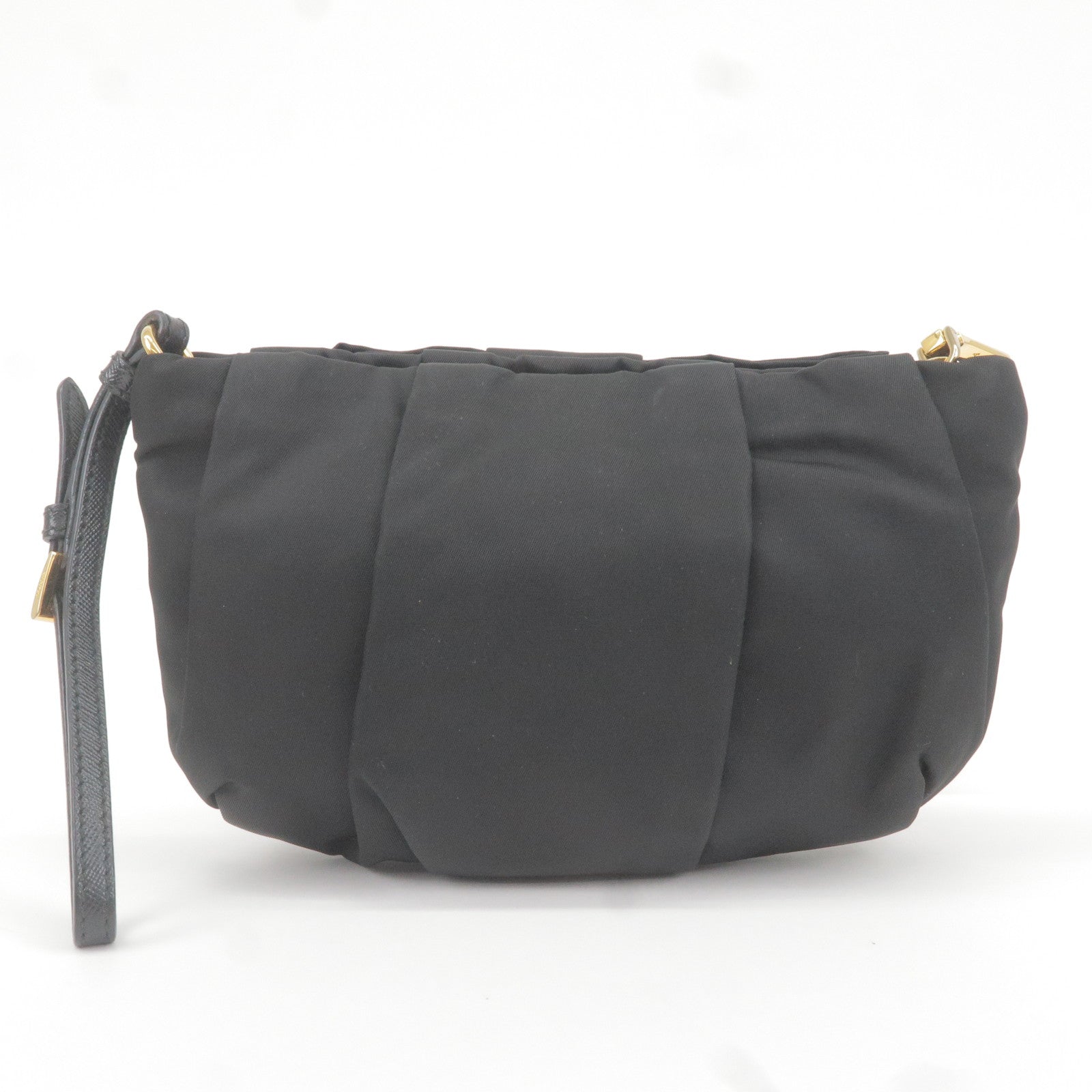 Prada Prada Logo Nylon Leather Pouch Clutch Bag Wristlet