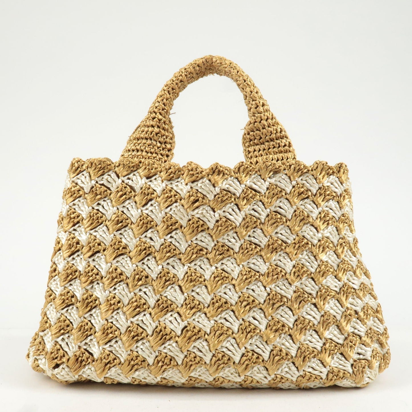 Prada Prada Logo Raffia Crochet Tote Bag Hand Bag