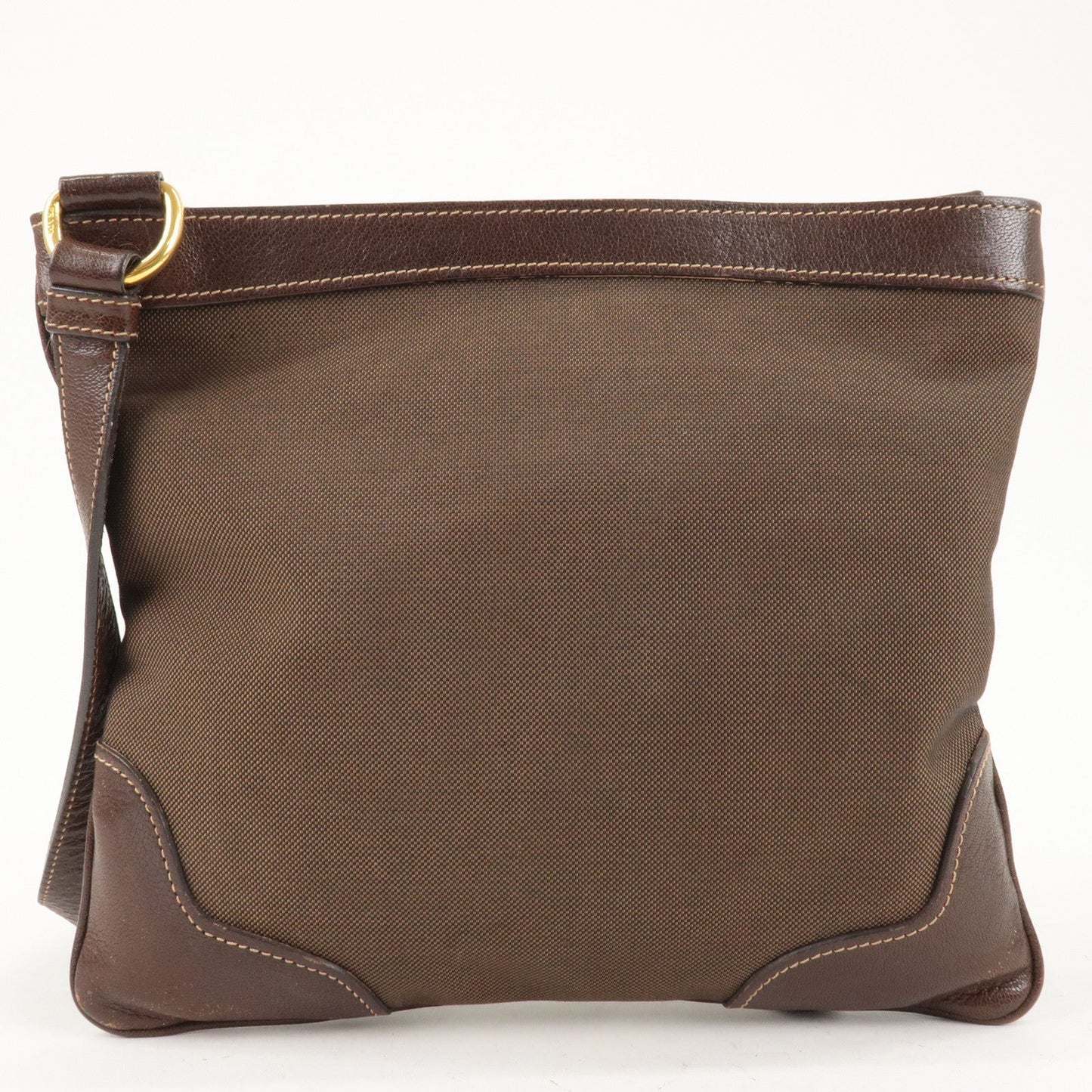 Prada Prada Logo Jacquard Canvas Leather Shoulder Bag Brown