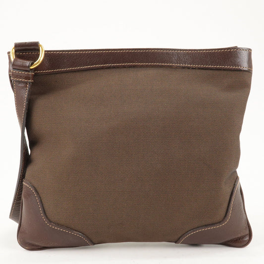 Prada Prada Logo Jacquard Canvas Leather Shoulder Bag Brown
