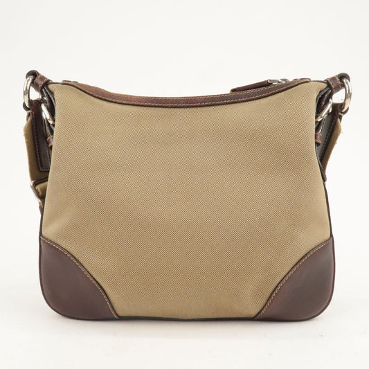 Prada Prada Logo Jacquard Leather Shoulder Bag Beige Brown Bt0533 36731 12