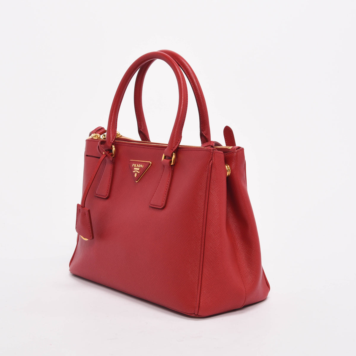 Prada Lux Double Tote Saffiano Red Small Tote Bag