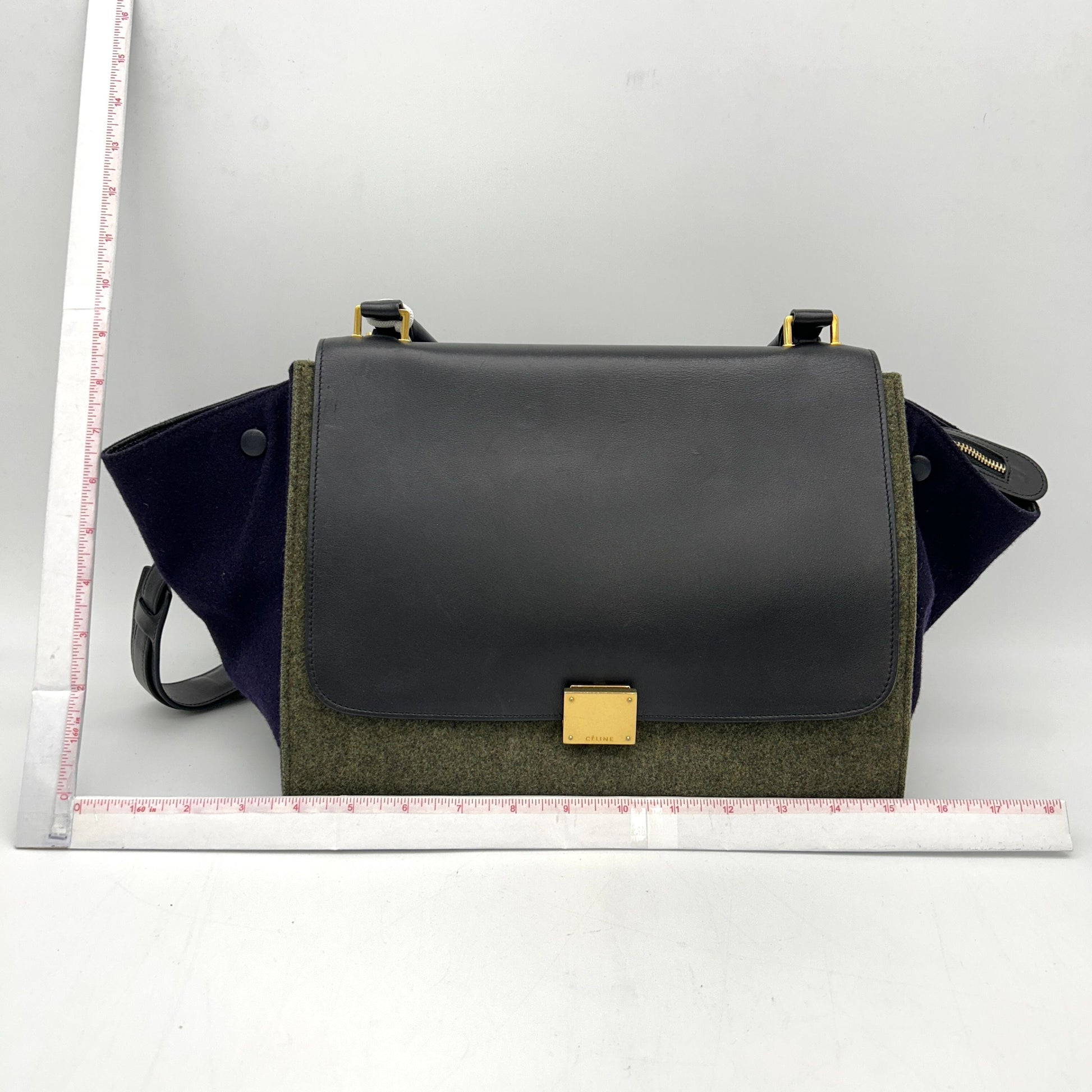 Luxury Traps Handbag Felt X Calf Gray Black Shoulder Bag