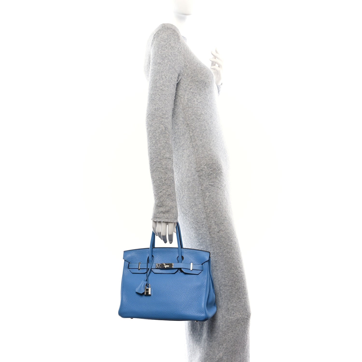 Hermes Taurillon Clemence Birkin Bleu Paradis Handbag Travel Bag