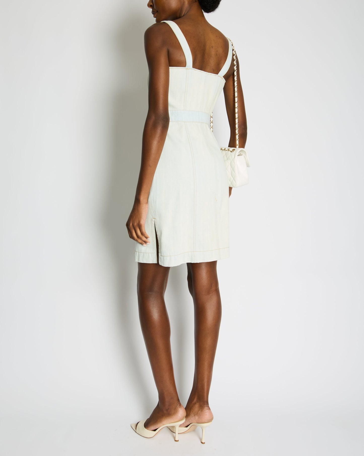 Chanel Light Blue Denim Mini Dress with Button Detail Size FR 38 (UK 10) RRP £2,200