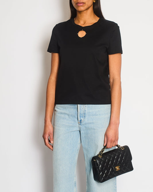 Chanel Black T-Shirt with Cut-Out Front Detailing Size FR 34/36 (UK 6/8) RRP £1,450