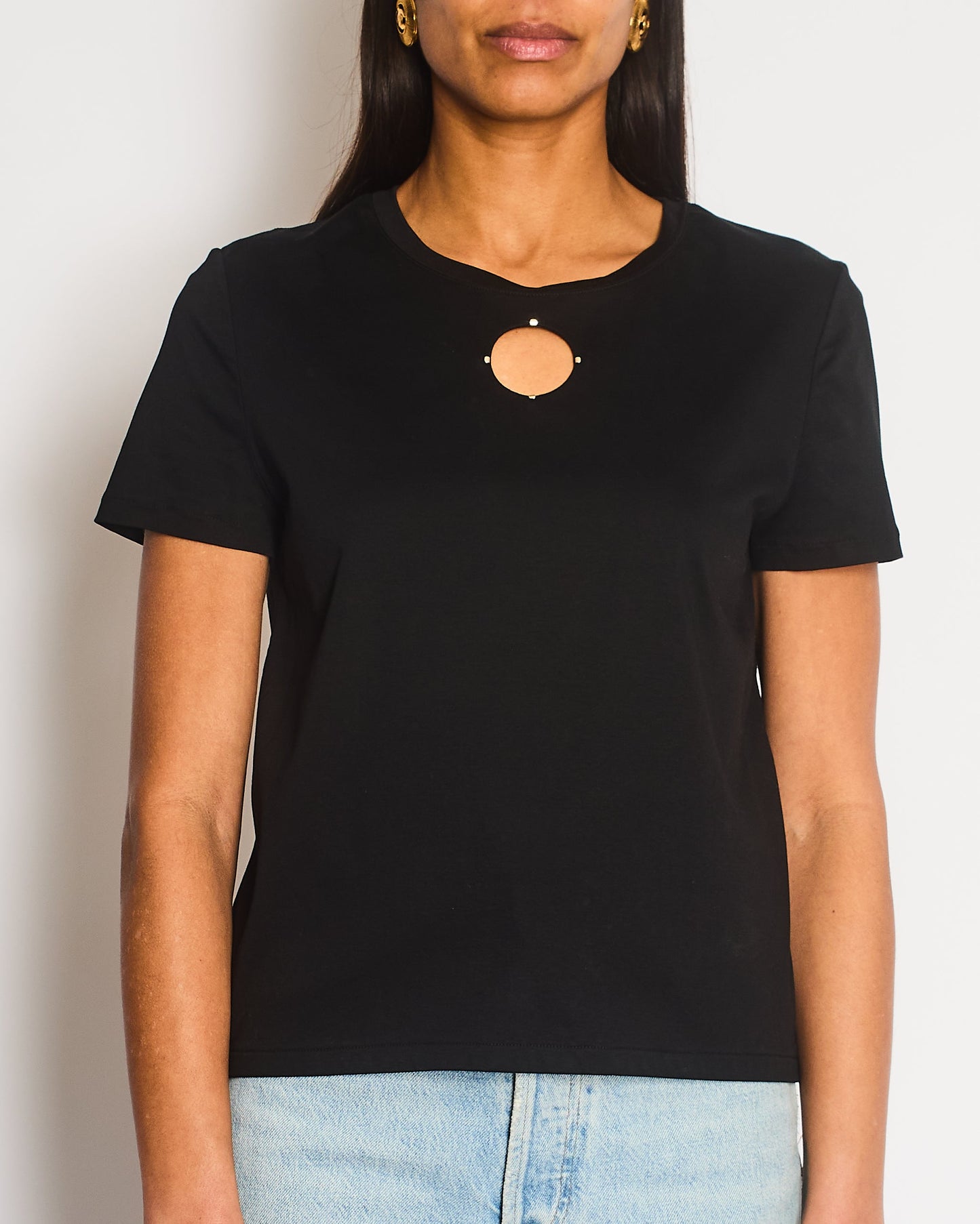 Chanel Black T-Shirt with Cut-Out Front Detailing Size FR 34/36 (UK 6/8) RRP £1,450