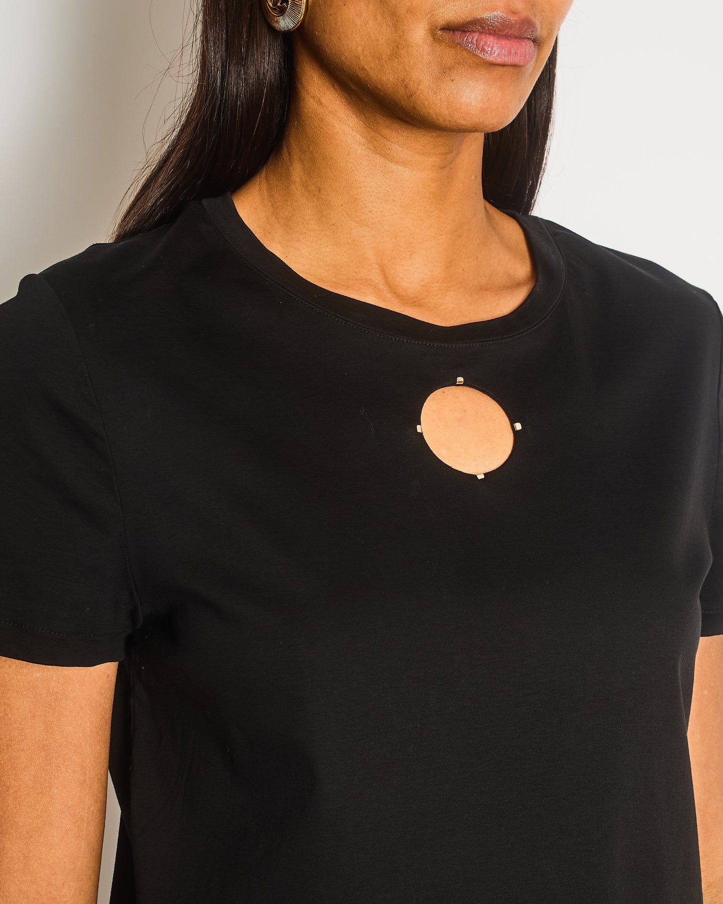 Chanel Black T-Shirt with Cut-Out Front Detailing Size FR 34/36 (UK 6/8) RRP £1,450