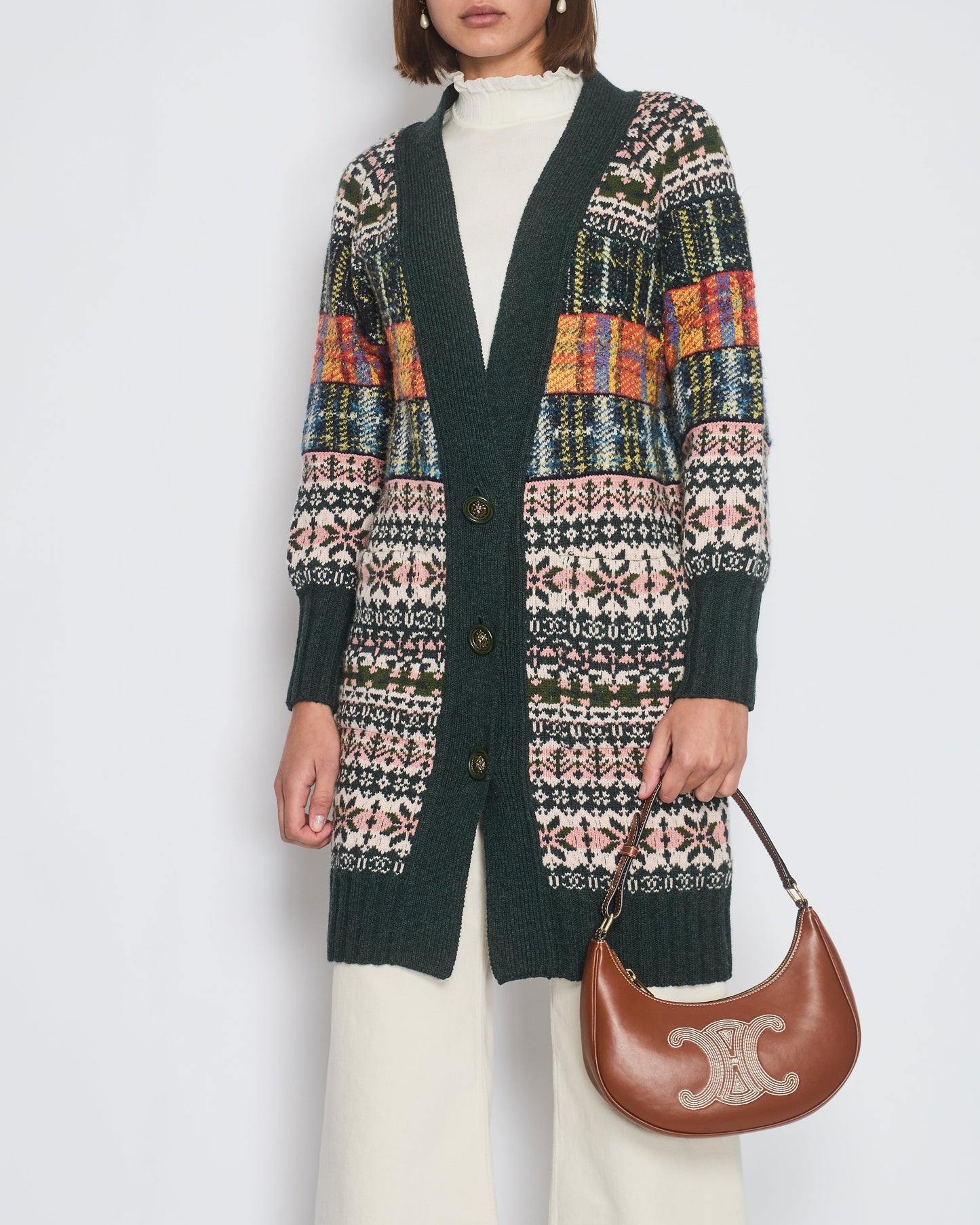 Chanel Green Metiers D'Art Paris-Edinburgh Long-Line Cardigan with Lion Button Detail Size FR 34 (UK 6) Apparel