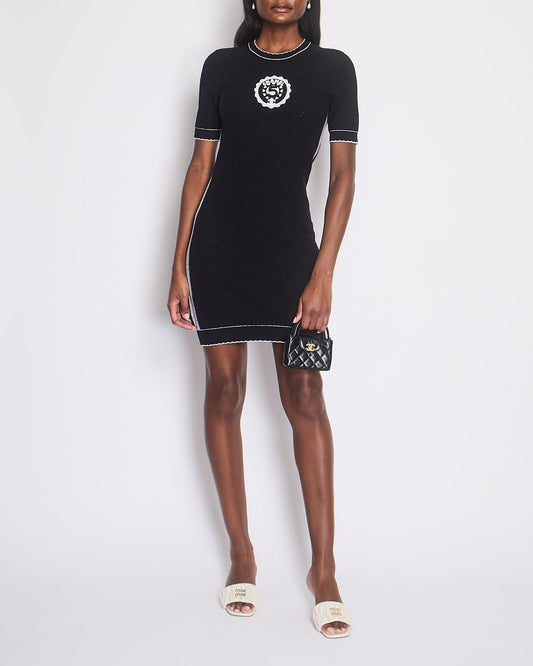Chanel Black Round Neck Logo Knitted Dress Size 36 (UK 8)