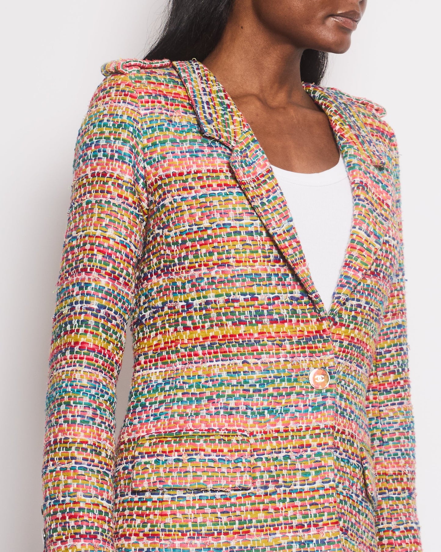 Chanel Resort 2016 Multicolour Tweed Single Breasted Blazer Size FR 34 (UK 6) Accessory