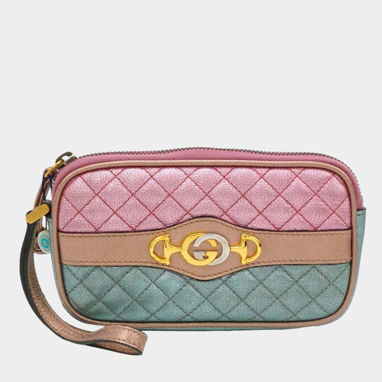 Gucci Teal rsebit Pouch Leather Pink Mini Clutch Bag