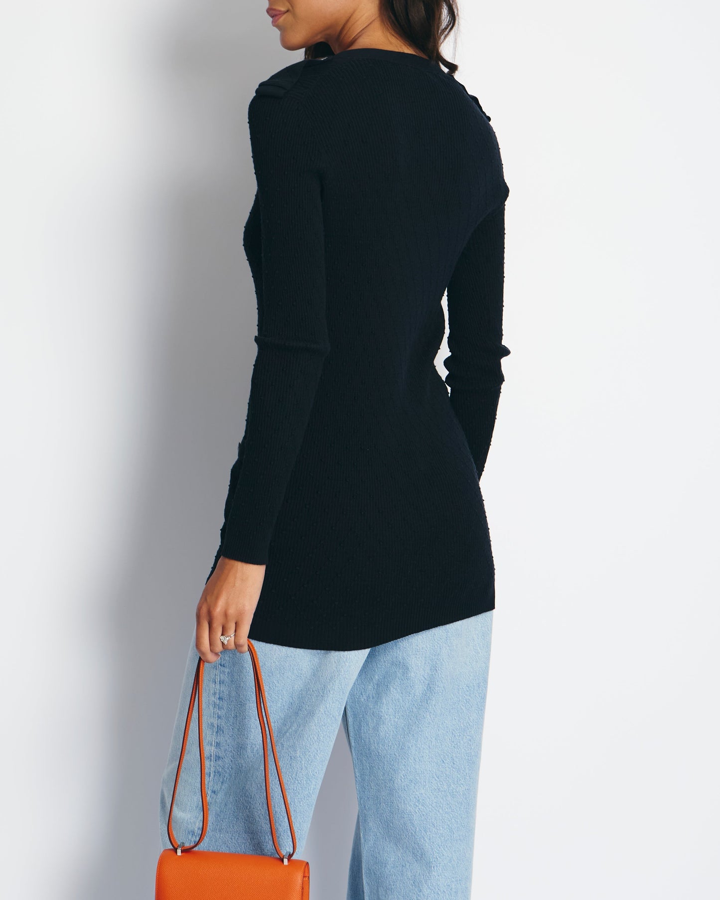Chanel Black Ribbed Cardigan with Shoulder Button Detail FR 34 (UK 6) RRP £2,450 Apparel