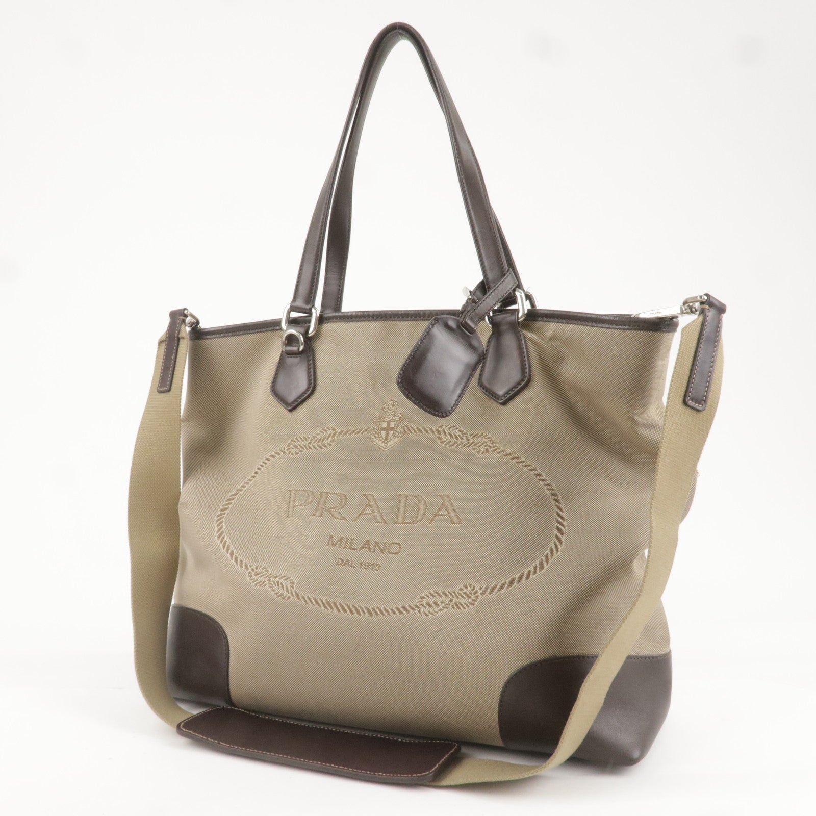 Prada Prada Logo Jacquard Leather 2Way Bag Tote Bag