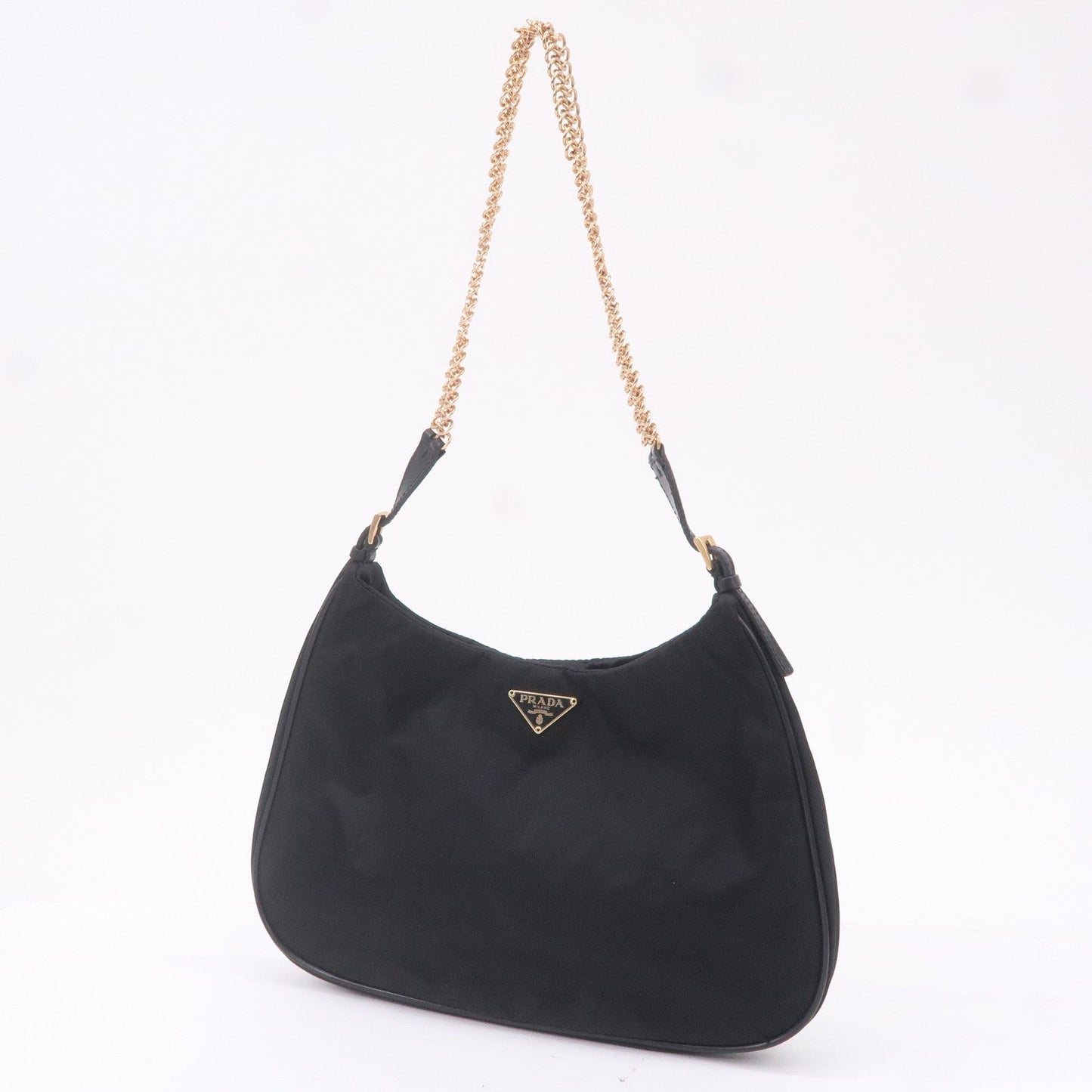 Prada Shoulder Bag Purse Leather Nylon Black