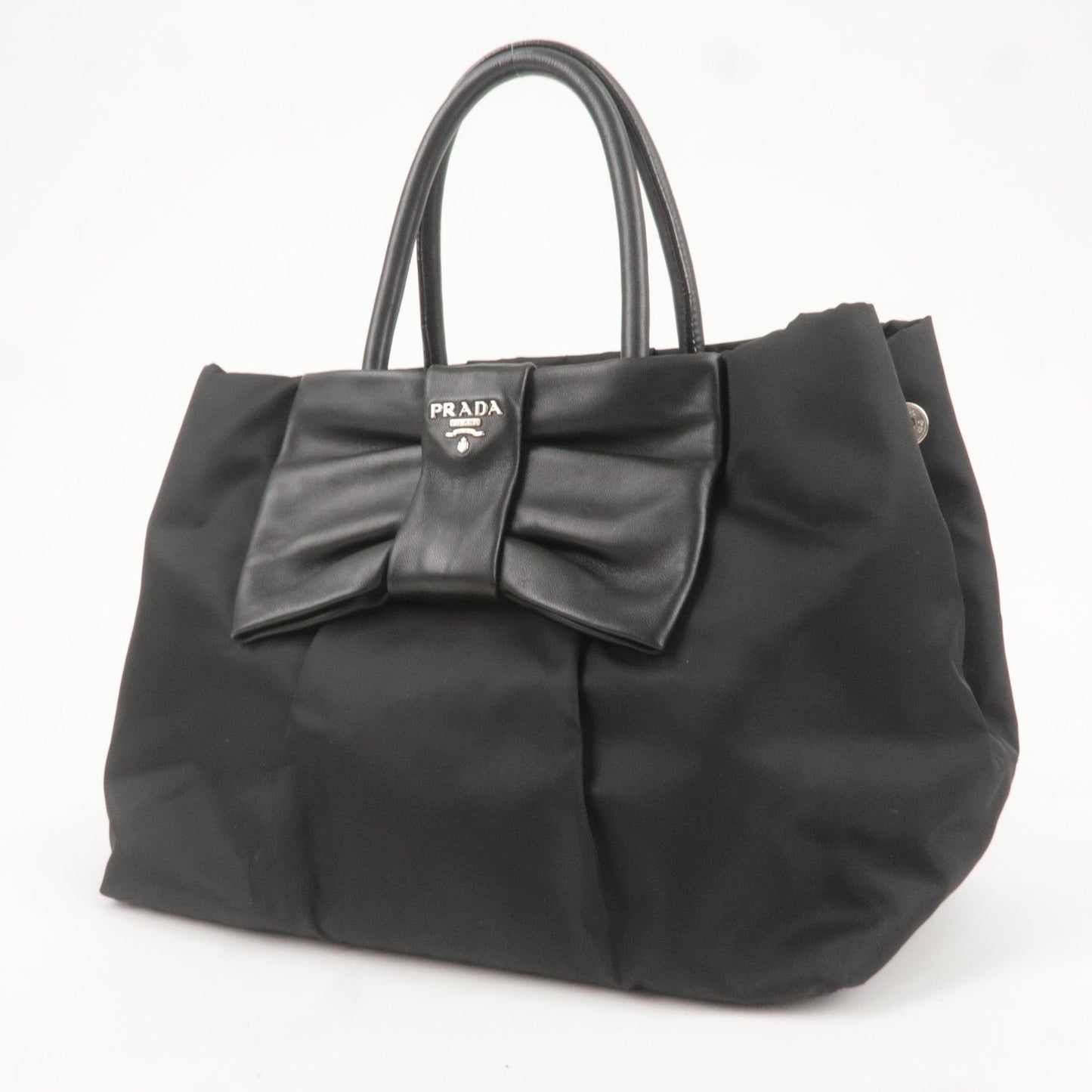 Prada Prada Logo Nylon Leather Ribbon Tote Bag Black Bn1601 36857 6