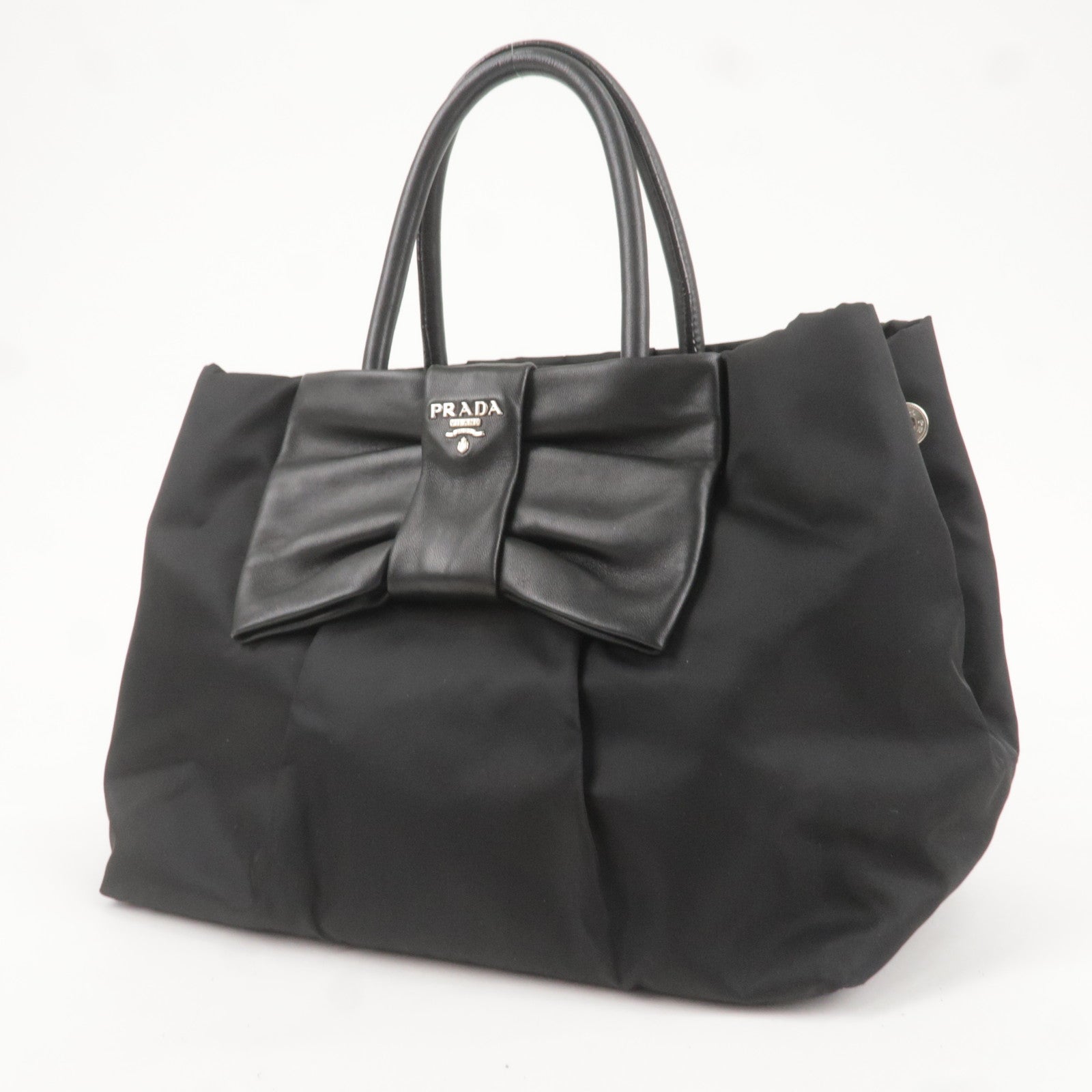 Prada Prada Logo Nylon Leather Ribbon Tote Bag Black Bn1601 36857 6
