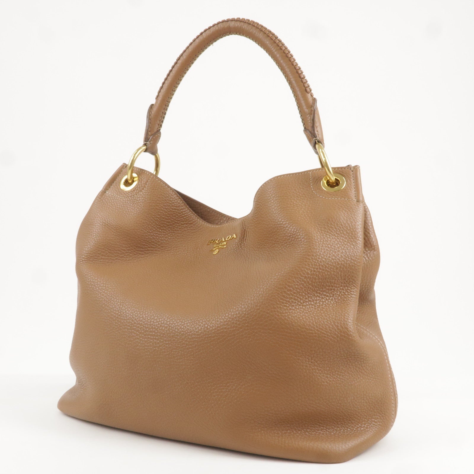 Prada Prada Logo Leather One Shoulder Bag Brown Br4829