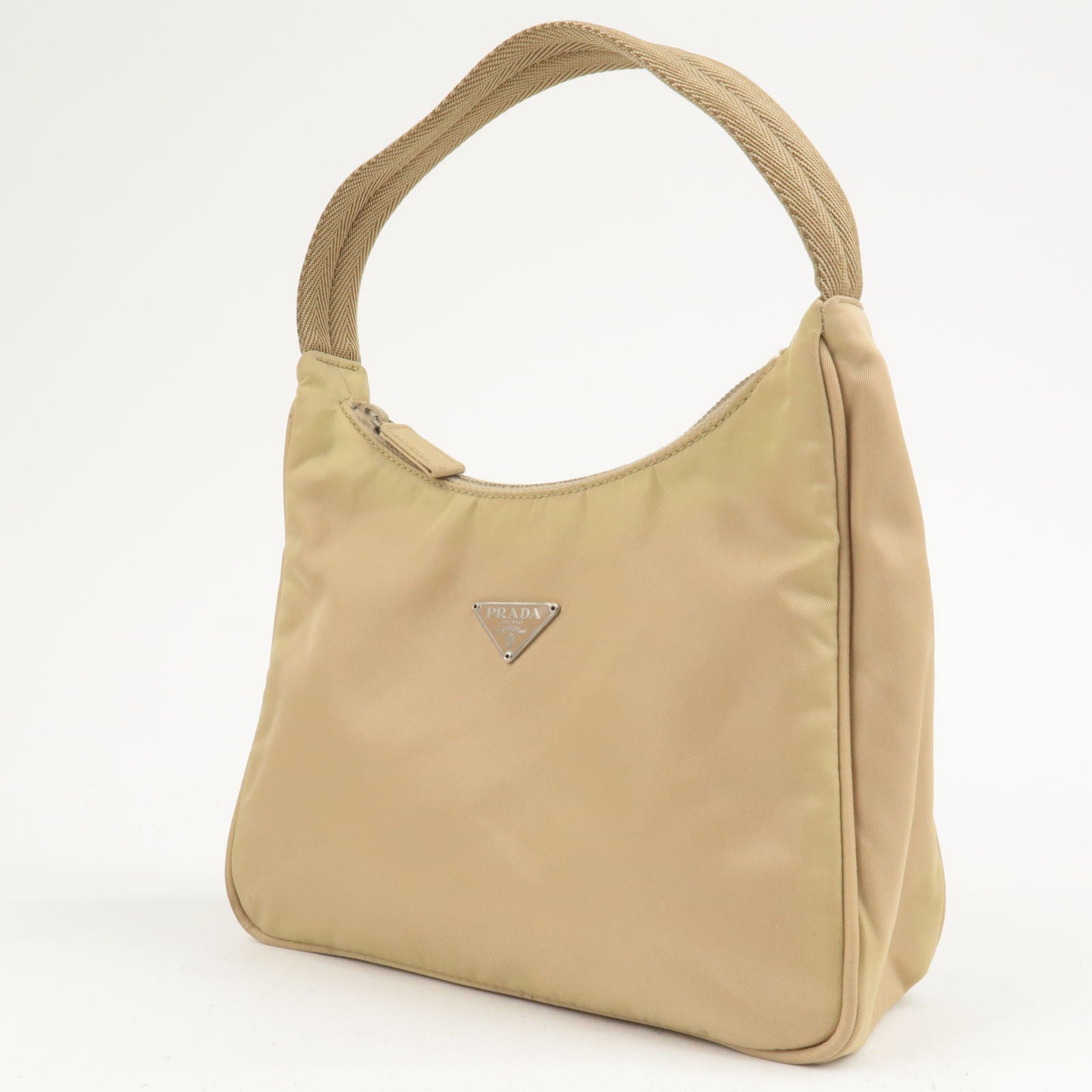 Prada Prada Logo Nylon Hand Bag Pouch Beige 36200 Travel Bag