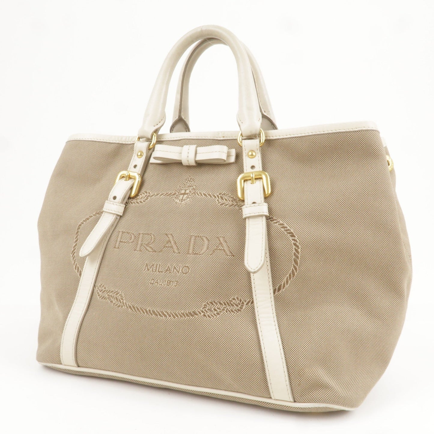 Prada Prada Logo Jacquard Leather 2Way Bag Hand Bag Travel Bag