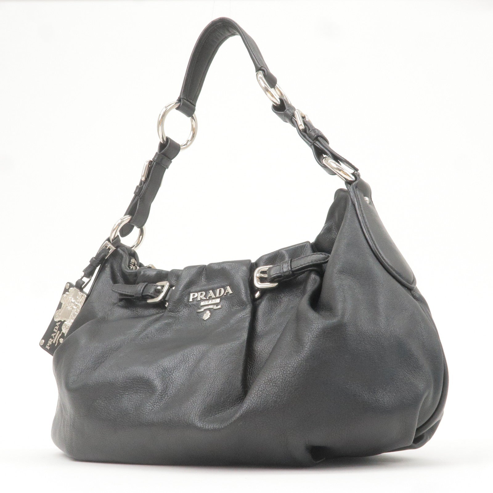 Prada Prada Logo Leather Shoulder Bag Hand Bag Black Br3795 36725 11