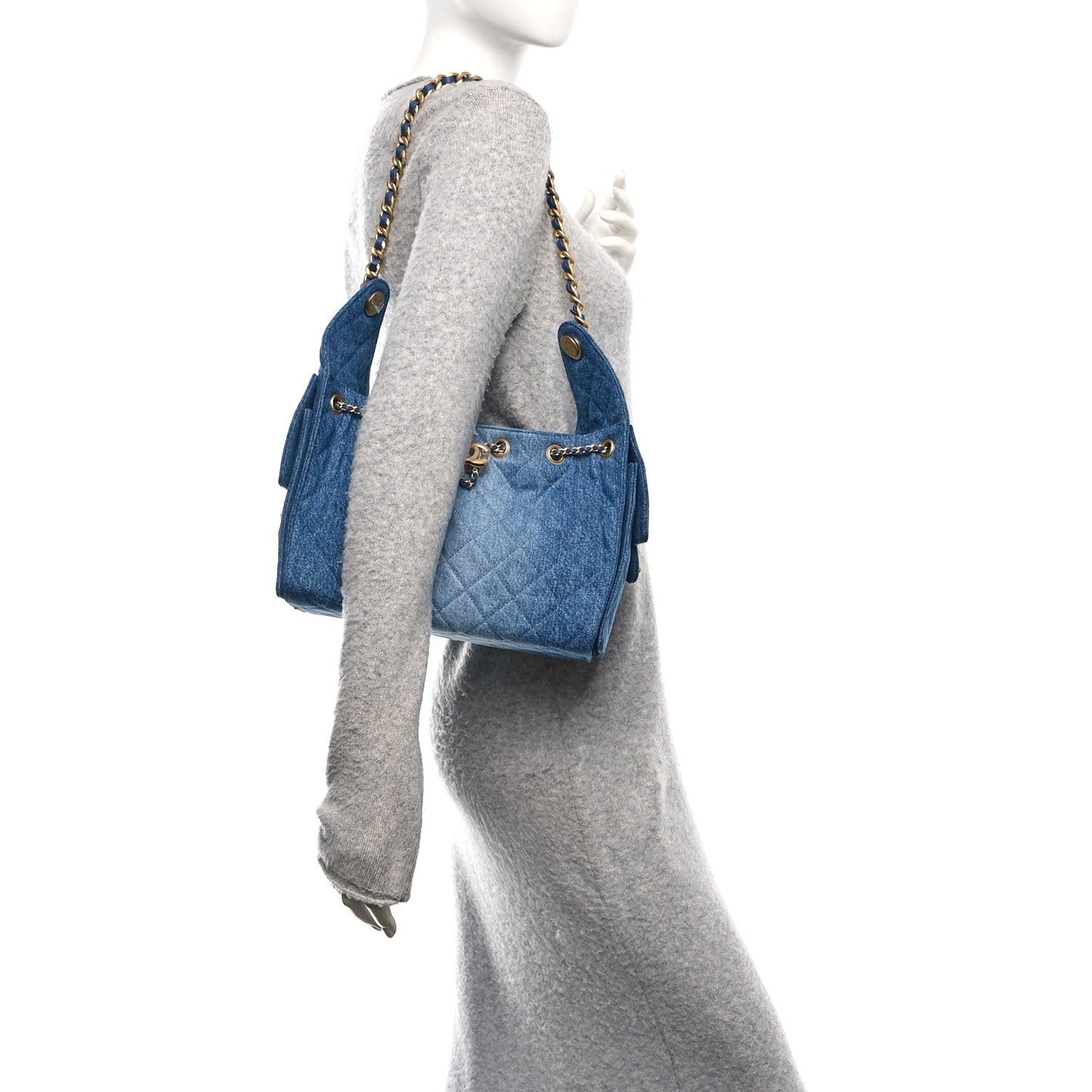 Chanel Washed Denim Quilted Small 25 Handbag Blue