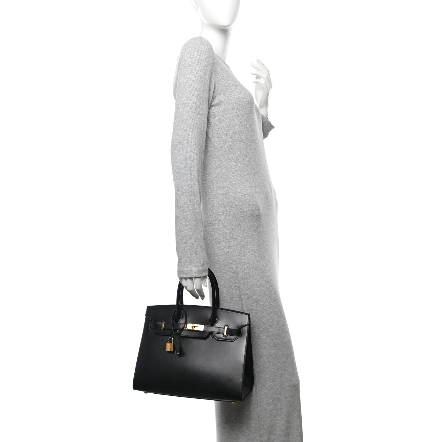 Hermes Box Birkin Sellier Handbag Black Travel Bag