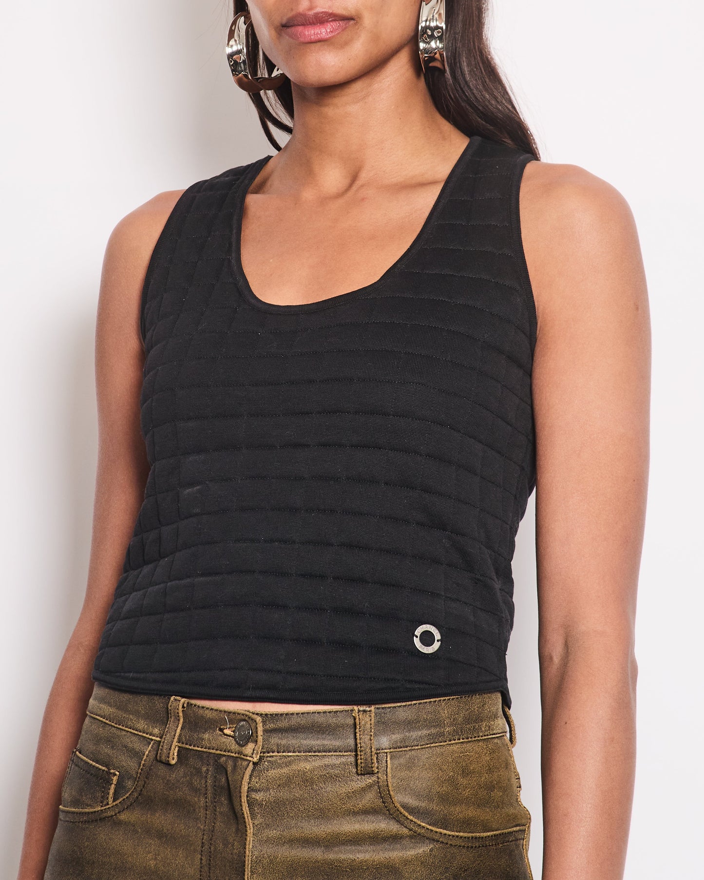Chanel Black Quilted Cotton Sleeveless Top FR 36 (UK 8) Accessory